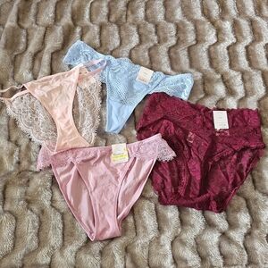 4 pair lot of Auden Lacy Panties XS NWT